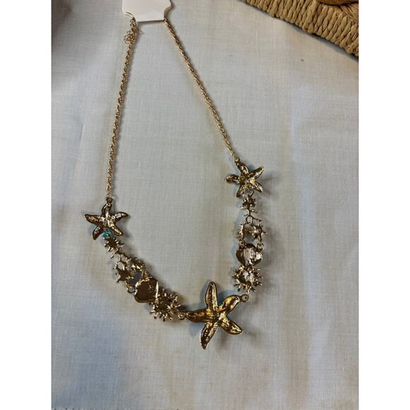 Starfish & Pearl Statement Necklace Turquoise Beads Resort Coastal Chic NWT - Picture 7 of 8